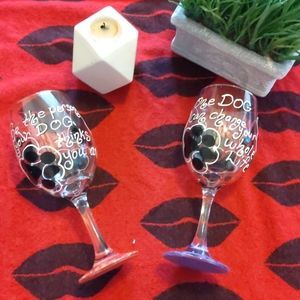 Dog lover's painted wine glasses